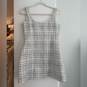 Black and White Checkered Chemise with Square Neckline